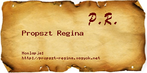 Propszt Regina névjegykártya